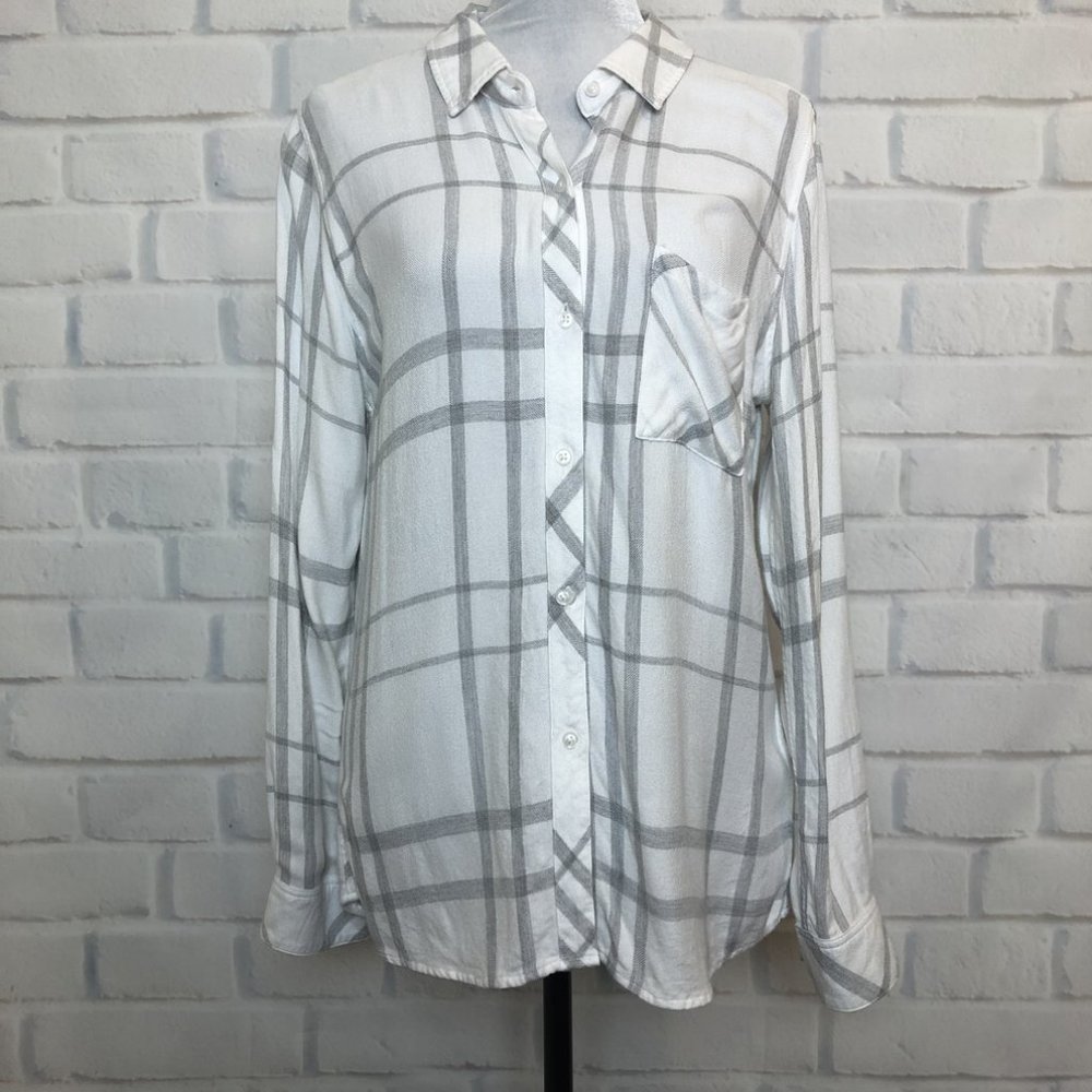 Rails White Charcoal Plaid Buttondown Hunter Shirt